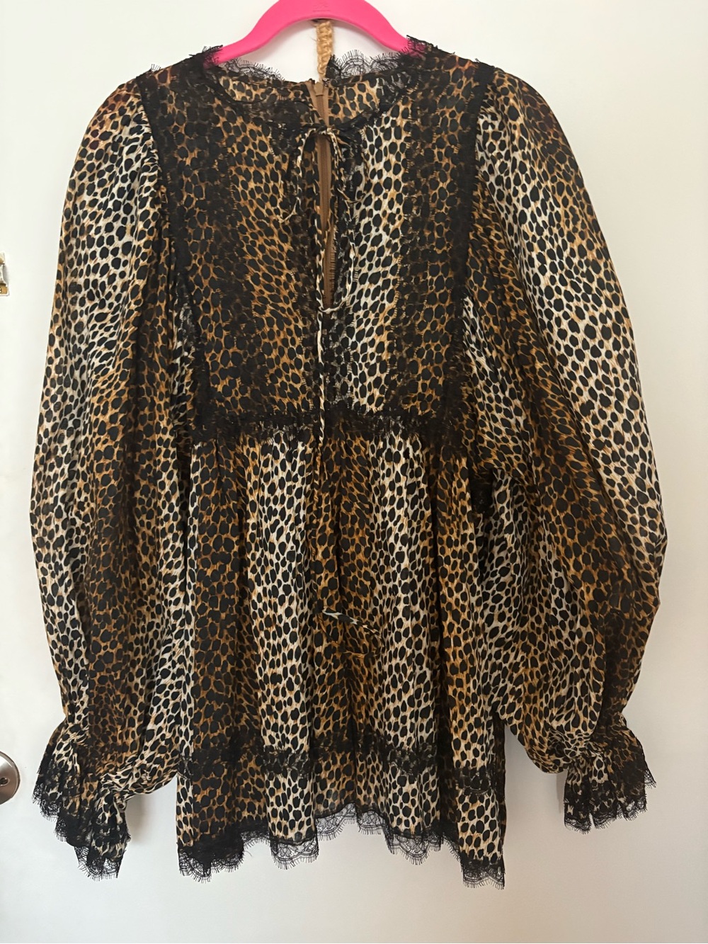 Dolce & Gabbana Leopard-Print Lace-Trim Peasant Tunic - Brown & Black